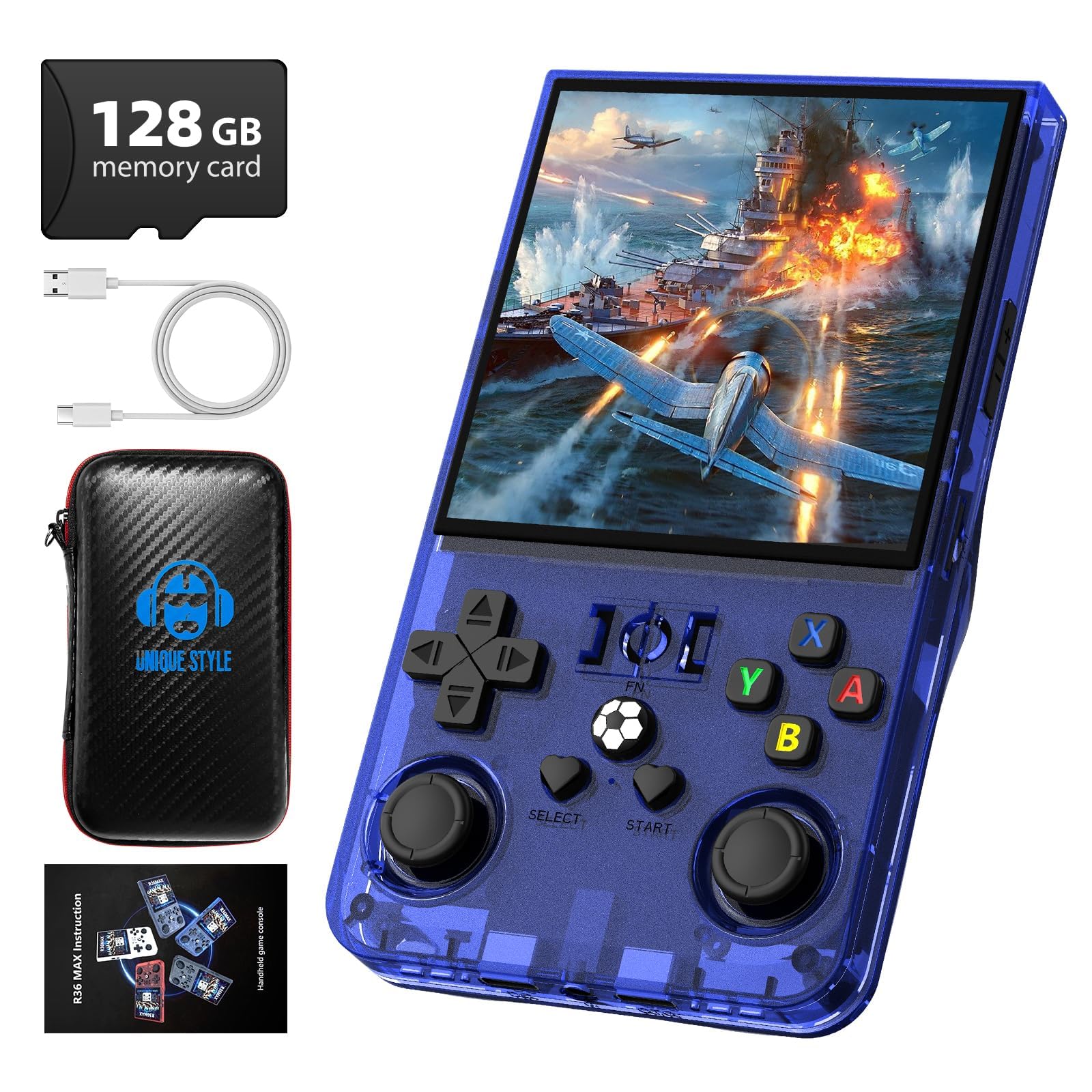 R36MAX Retro Handheld Game Console with 128G sd Card