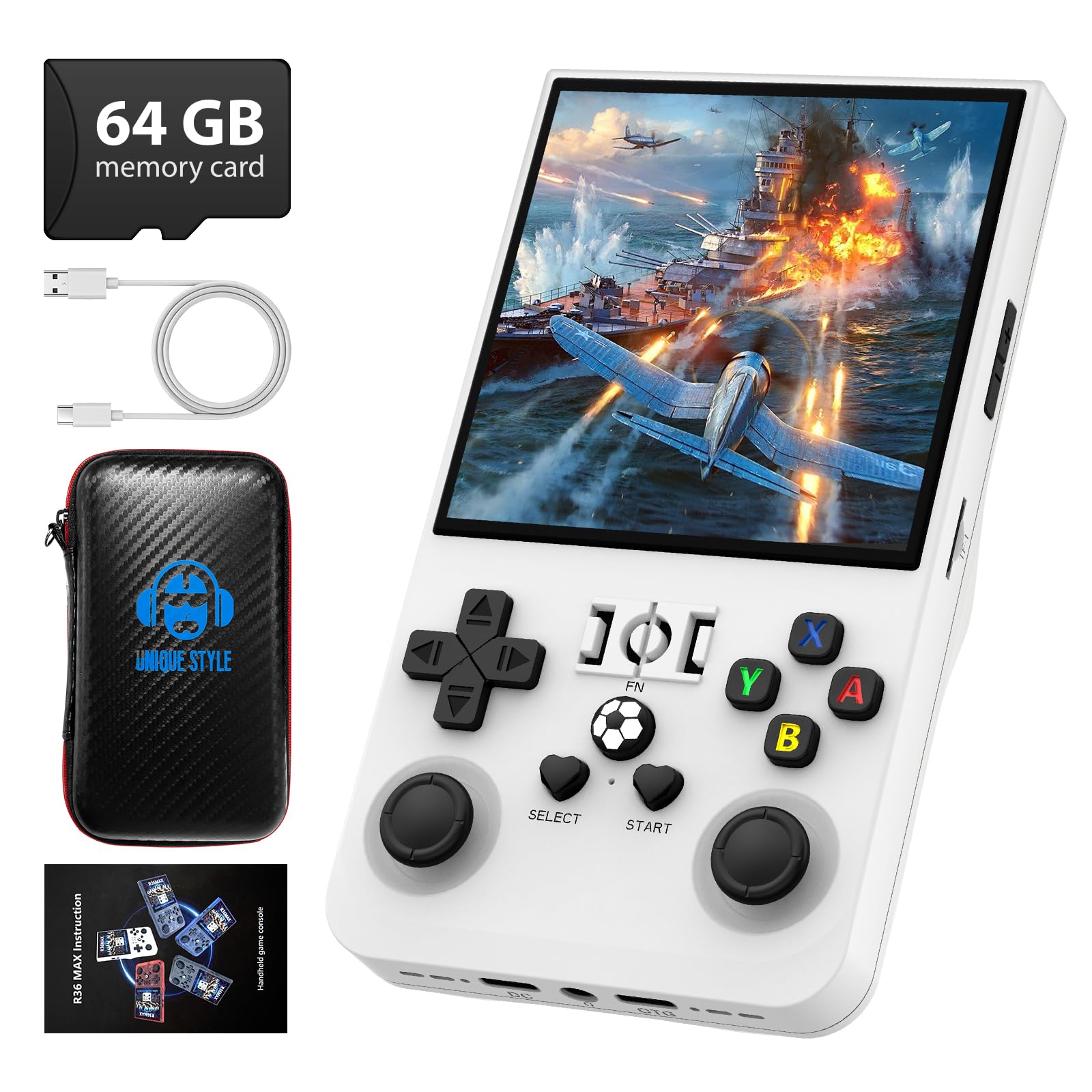 R36MAX Retro Handheld with 64G sd Card